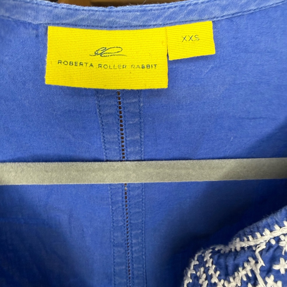 Roberta Roller Rabbit Blue and White Embroidered Blouse - Picture 3 of 3
